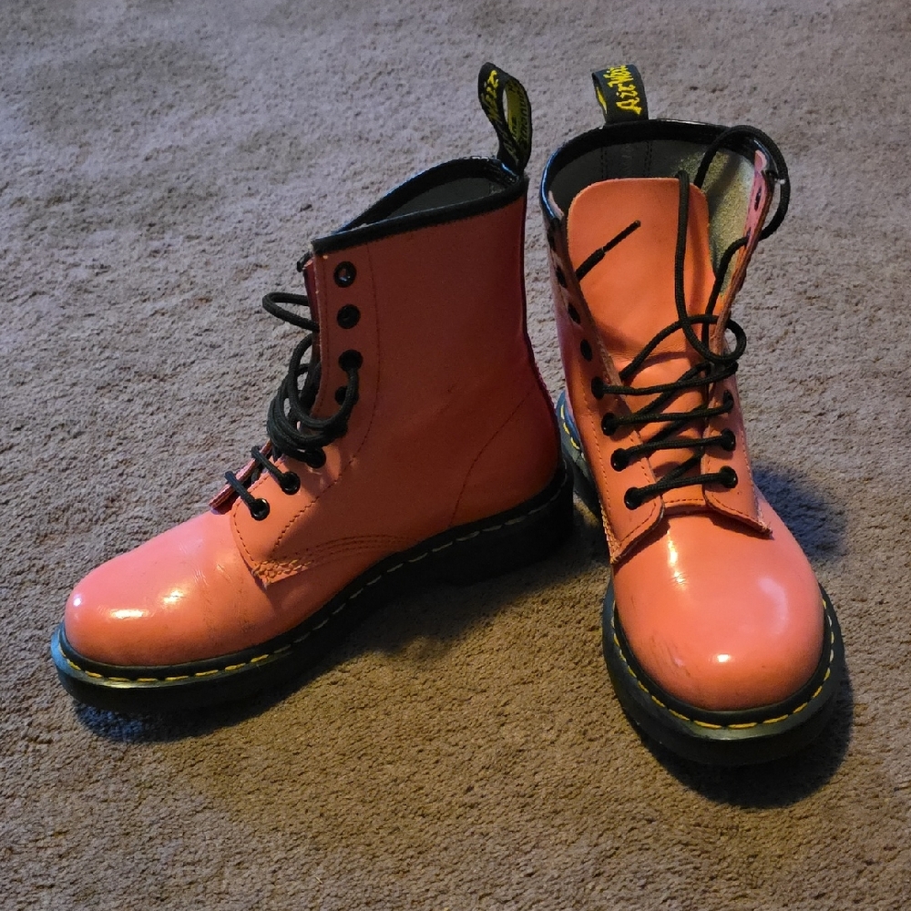 Dr. Martens Glossy Pink Combat Boots